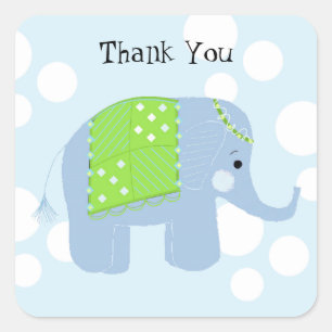 Pegatina Cuadrada Elefante Bebé Gracias