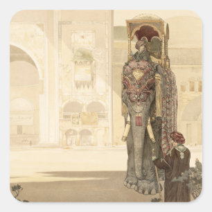 Pegatina Cuadrada Elefante ceremonial, de 'The Jungle Book' por Rud