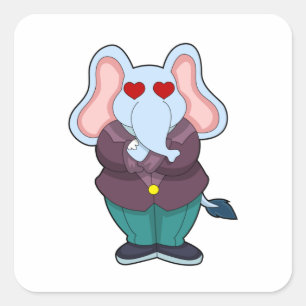 Pegatina Cuadrada Elefante como maduro con traje. PNG