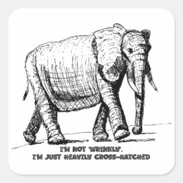 Pegatina Cuadrada Elefante con Trama Cruzada Pesada