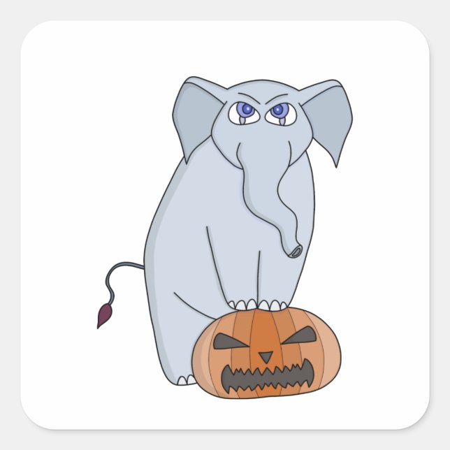 Pegatina Cuadrada Elefante de calabaza (Anverso)