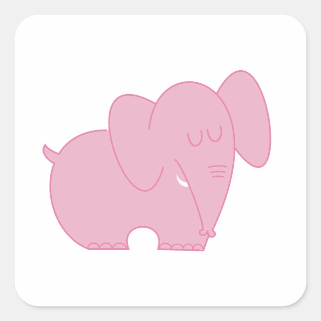 Pegatina Cuadrada Elefante dulce (rosa) (Anverso)