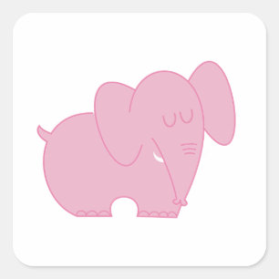 Pegatina Cuadrada Elefante dulce (rosa)