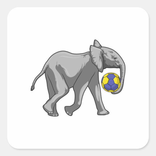Pegatina Cuadrada Elefante en los deportes de balonmano (Anverso)