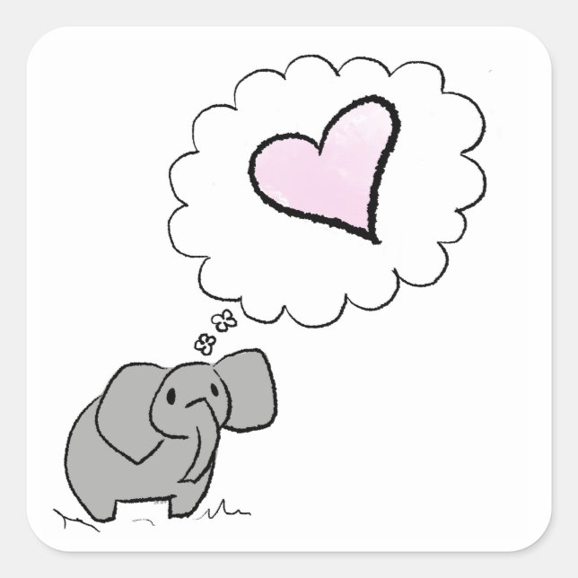 Pegatina Cuadrada Elefante enamorado (Anverso)