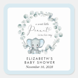 Pegatina Cuadrada Elefante Eucalyptus Baby Boy Shower