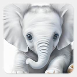 Pegatina Cuadrada Elefante Gray Baby Adorable