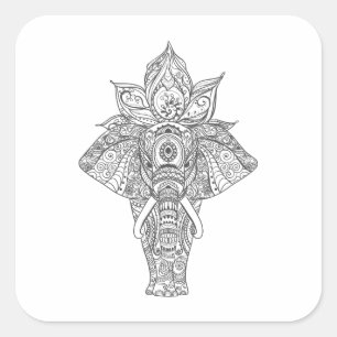 Pegatina Cuadrada Elefante inspirado
