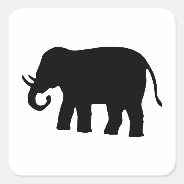Pegatina Cuadrada Elefante negro (Anverso)