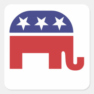 Pegatina Cuadrada Elefante original republicano