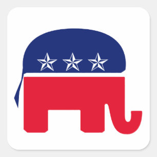 Pegatina Cuadrada Elefante republicano
