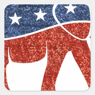 Pegatina Cuadrada elefante republicano purpurina