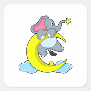 Pegatina Cuadrada Elefante sobre las nubes