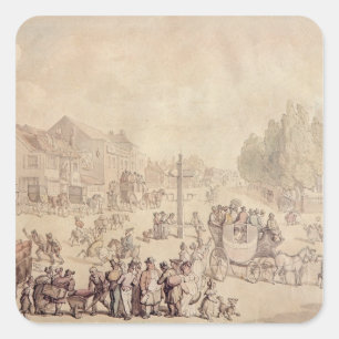 Pegatina Cuadrada Elefante y castillo