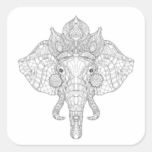 Pegatina Cuadrada Elefante Zendoodle principal