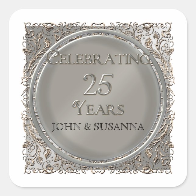 Pegatina Cuadrada Elegancia de los zapatos negros, aniversario de Bo (Anverso)