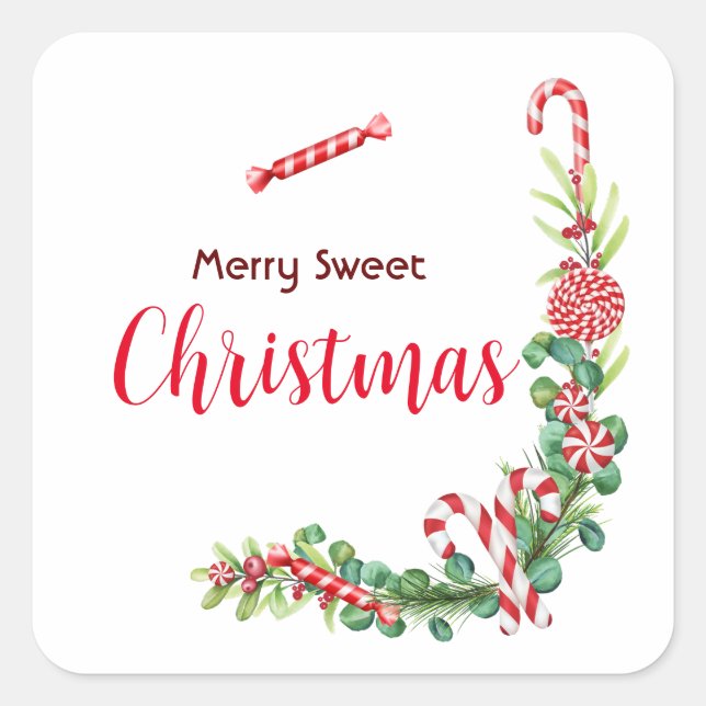 Pegatina Cuadrada Elegancia de menta (Anverso)