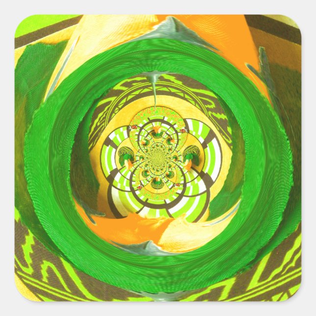 Pegatina Cuadrada Elegancia dorada: bello arte rosa amarillo african (Anverso)