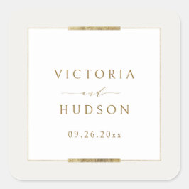 Pegatina Cuadrada Elegancia enmarcada Boda sencillo y moderno