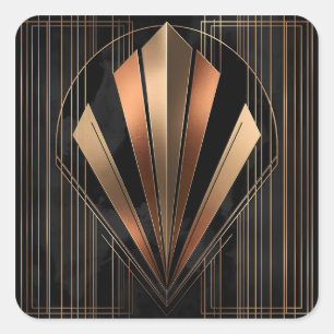 Pegatina Cuadrada Elegancia geométrica metálica Art Deco
