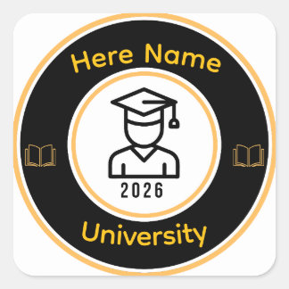 Pegatina Cuadrada Elegant 2026 Graduate | Personalized Gold Seal
