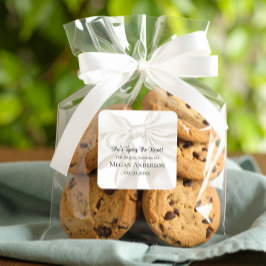 Pegatina Cuadrada Elegant and Simple Bow Theme Wedding Shower