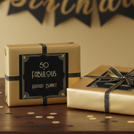 Pegatina Cuadrada Elegant Art Deco 50 and Fabulous Birthday 