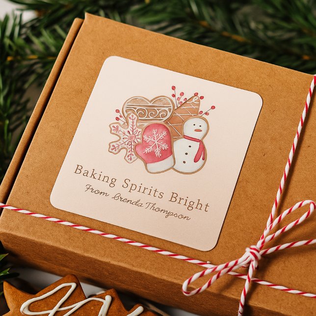 Pegatina Cuadrada Elegant Baking Spirits Bright Christmas Cookie  (Subido por el creador)