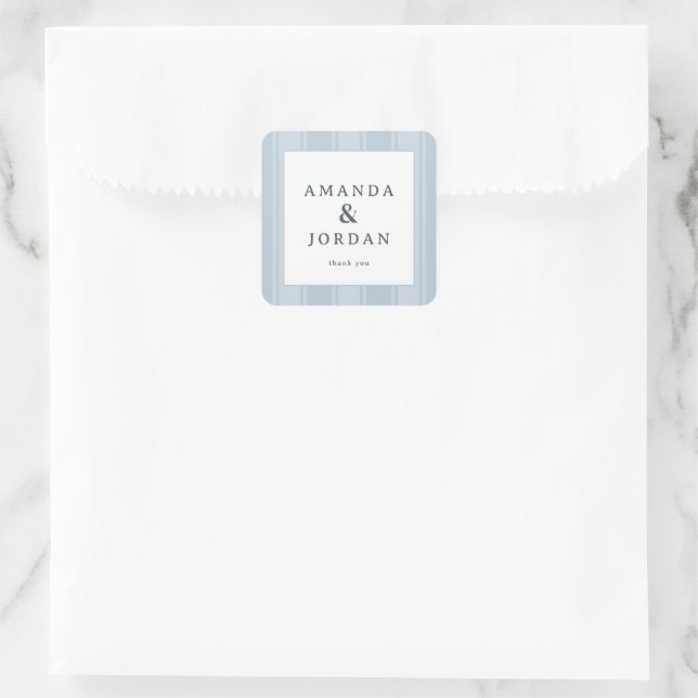 Pegatina Cuadrada Elegant Blue Minimalist Thank You (Bolso)