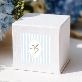 Pegatina Cuadrada Elegant Blue Stripes Monogram