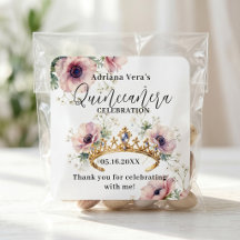 Elegant Blush Floral Gold Tiara Quinceañera Favor