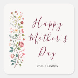 Pegatina Cuadrada Elegant Botanical Vine Mothers Day Sticker