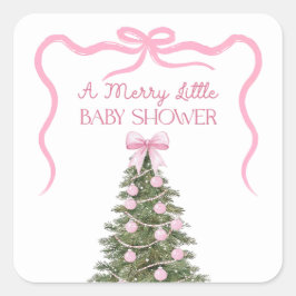 Pegatina Cuadrada Elegant Bow Christmas Tree Party Sticker