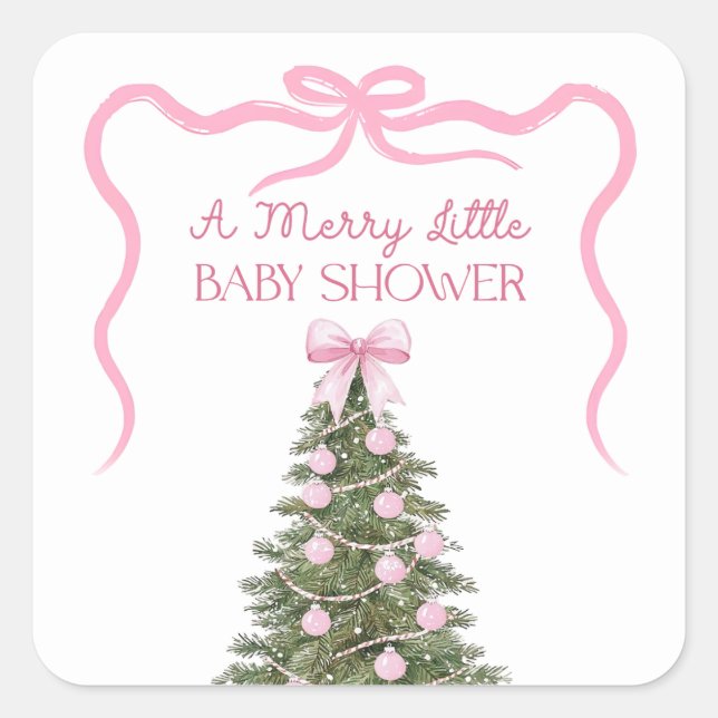 Pegatina Cuadrada Elegant Bow Christmas Tree Party Sticker (Anverso)