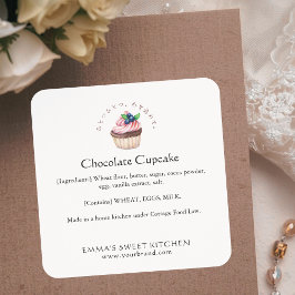 Pegatina Cuadrada Elegant Chocolate Berry Cupcake Bakery Ingredient