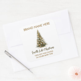 Pegatina Cuadrada Elegant Christmas Tree Candle Labels