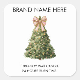 Pegatina Cuadrada Elegant Christmas Tree | Candle Labels
