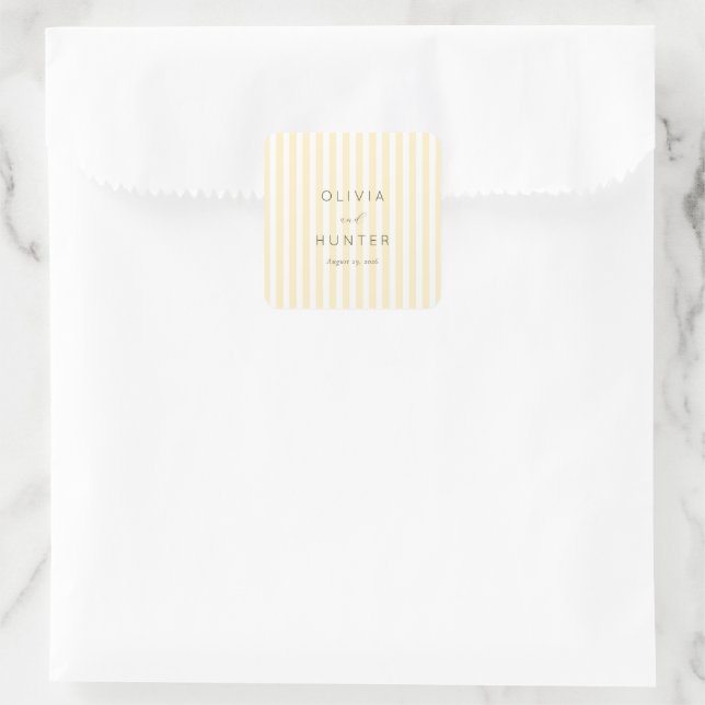 Pegatina Cuadrada Elegant Cream Striped Minimalist (Bolso)