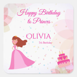 Pegatina Cuadrada Elegant Disney princess birthday