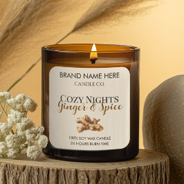 Pegatina Cuadrada Elegant Ginger & Spice Christmas Candle Labels