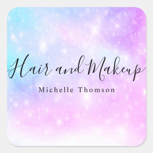 Pegatina Cuadrada elegant holographic unicorn (Anverso)