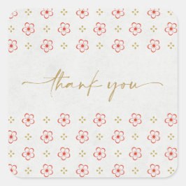 Pegatina Cuadrada Elegant Japanese Plum Blossom