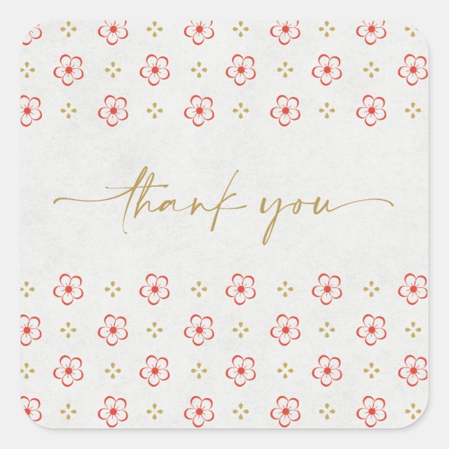 Pegatina Cuadrada Elegant Japanese Plum Blossom  (Anverso)