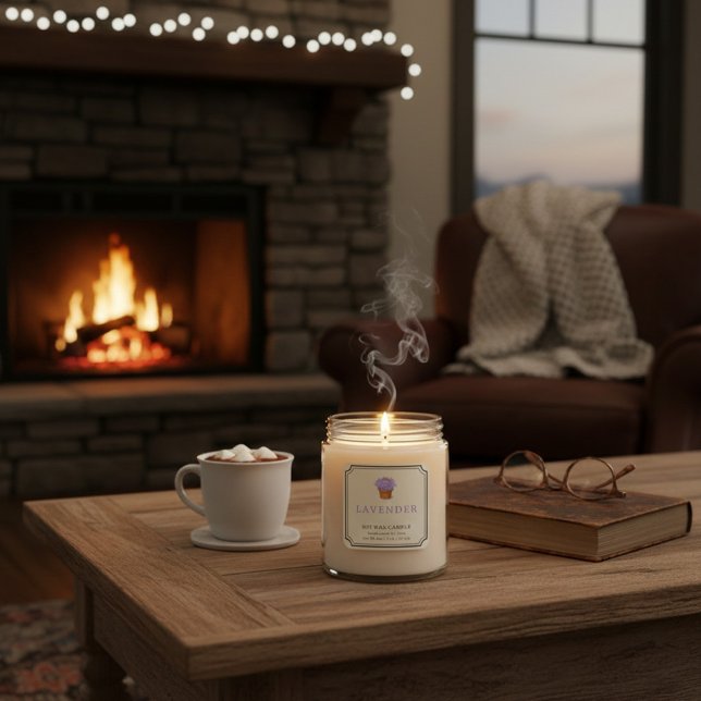 Pegatina Cuadrada Elegant Lavender Soy Wax Candle Business Label (Subido por el creador)