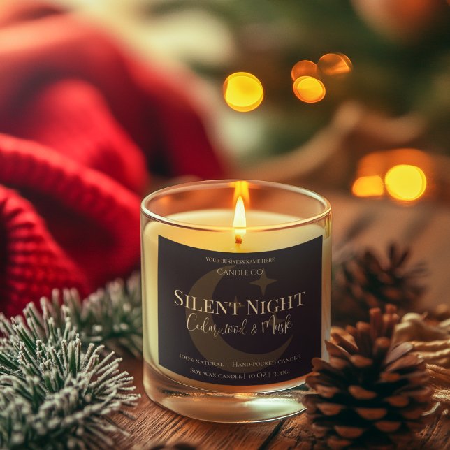 Pegatina Cuadrada Elegant Moon & Stars Custom Holiday Candle Label (Subido por el creador)