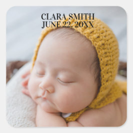 Pegatina Cuadrada Elegant new baby announcement 