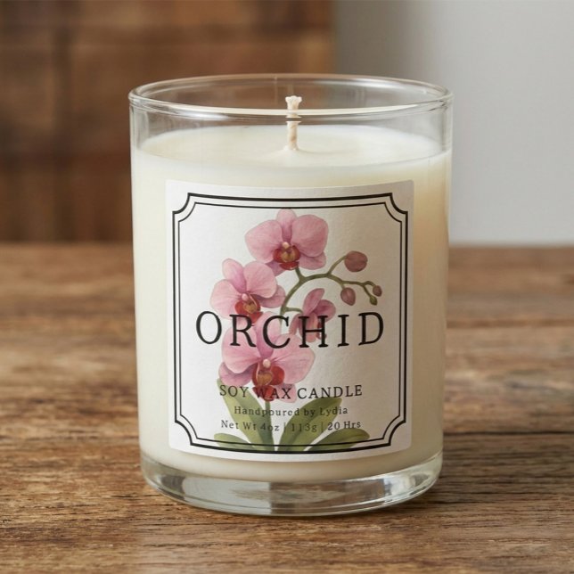 Pegatina Cuadrada Elegant Orchid Soy Wax Candle Business Label (Subido por el creador)