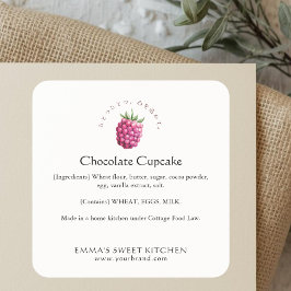 Pegatina Cuadrada Elegant Raspberry Bakery Ingredient