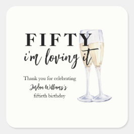 Pegatina Cuadrada Elegant Simple I'm Loving It 50th Birthday