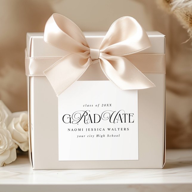 Pegatina Cuadrada Elegant Typography Old Money Graduation (Subido por el creador)